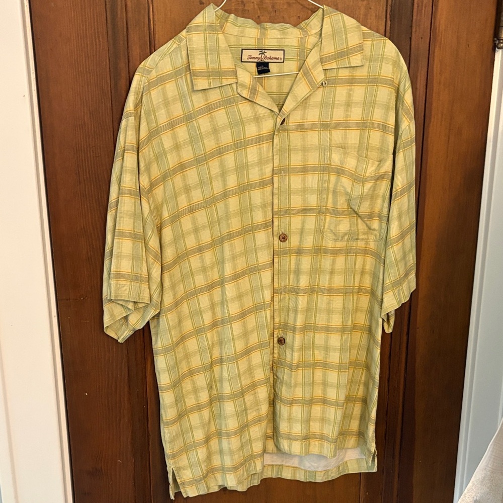 Tommy Bahama Light Yellow Checkered Shirt